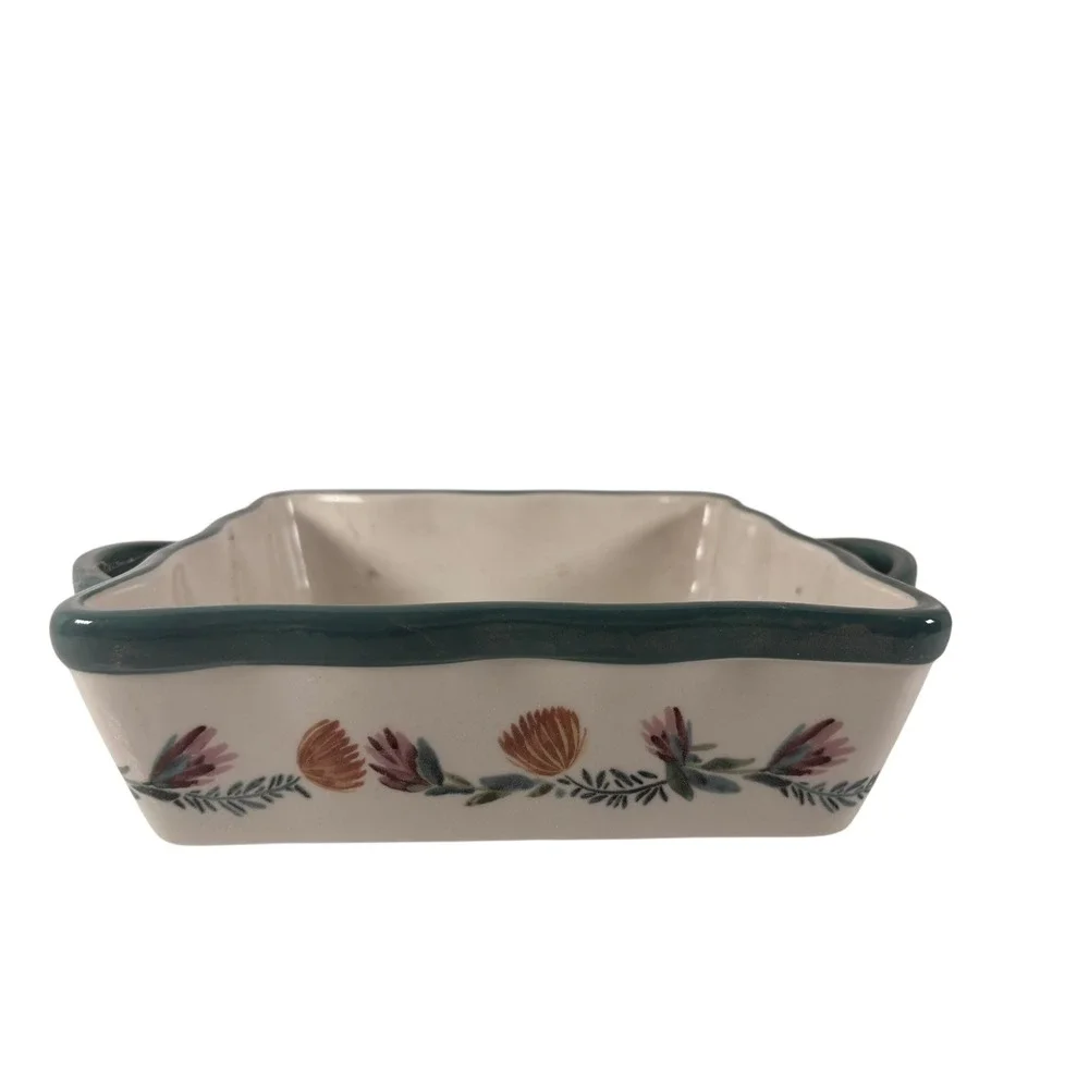 Threshold Baking Dish Unisex 8x8 Cream Floral Excellent Stoneware Scalloped Rim
